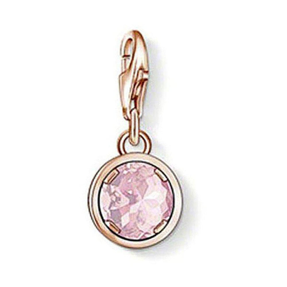 Charm 1012 Pendant: Rose gold-plated charm with pink crystal.

