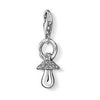 Charm 1114 pacifier charm, silver with clear cubic zirconia accents.
