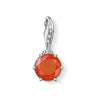 Charm 1260 July Birthstone: Sparkling orange carnelian charm with silver clasp.
