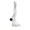 Charm 1332 Bear: Silver bear charm with black onyx bead, perfect gift.
