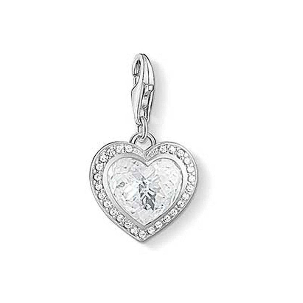 Charm 1362 Crystal Heart charm: silver heart pendant with clear crystal accents.
