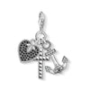 Charm 1555 Faith Hope Love charm: silver-tone anchor, cross, black heart with clear & black crystals.
