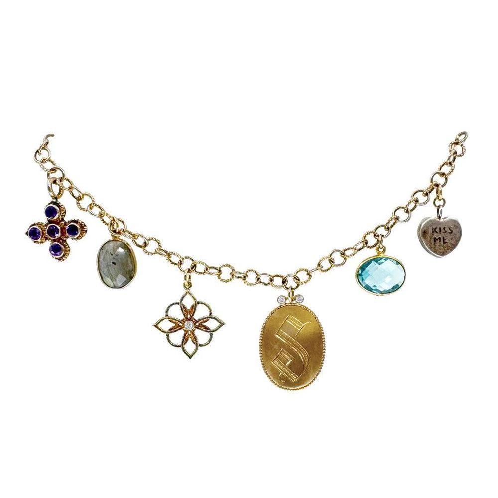 Charm Bracelet Amethyst Bronze-Emily Keifer-Swag Designer Jewelry