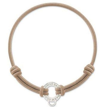 Beige Charm Bracelet with silver ring charm.
