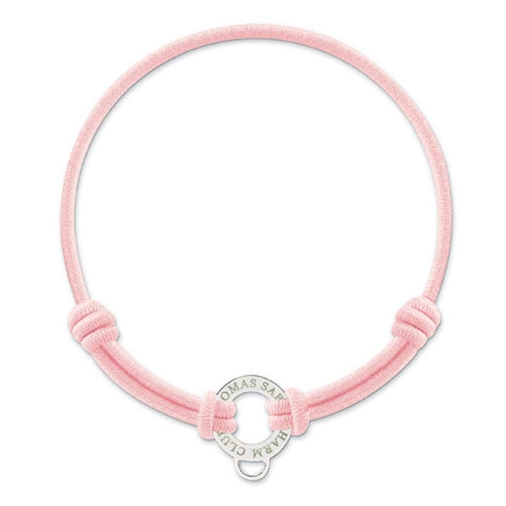 Pink Charm Bracelet with silver charm featuring "Thomas Sabo Charm Club"
