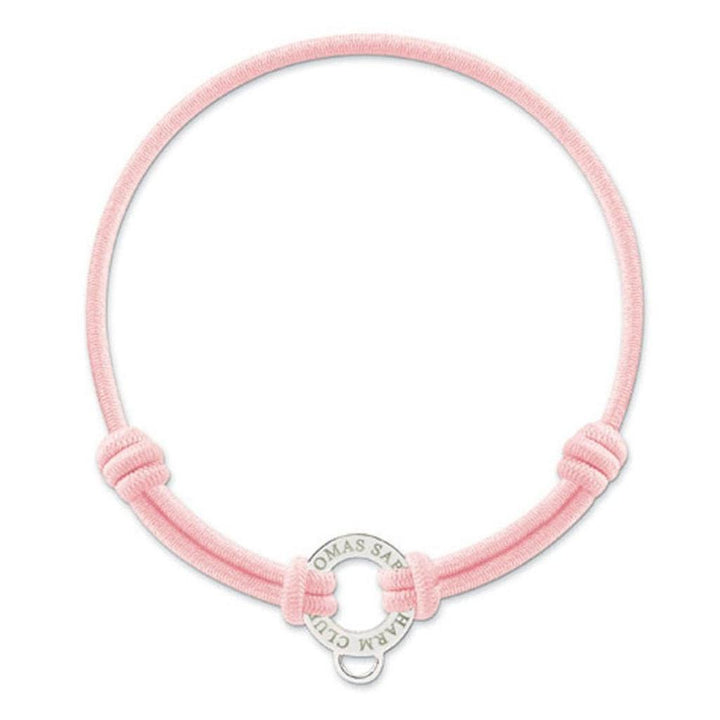 Pink Charm Bracelet with silver charm featuring "Thomas Sabo Charm Club"
