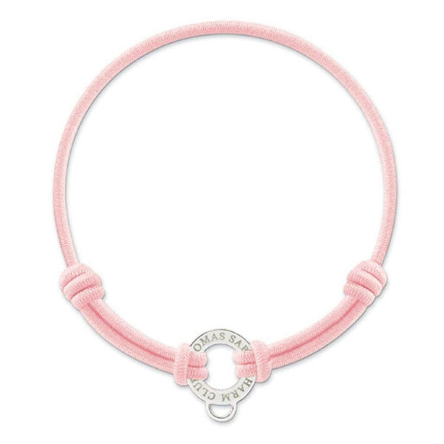 Pink Charm Bracelet with silver charm featuring "Thomas Sabo Charm Club"
