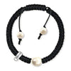 Elegant Thomas Sabo black cord charm bracelet with three lustrous pearls.
