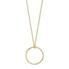 Gold Charm Carrier Circle Necklace: Minimalist gold circle pendant on delicate chain.
