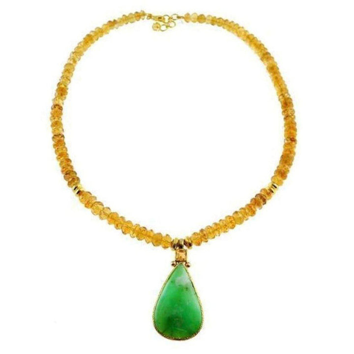 Citrine and Chrysoprase Necklace-Vasant-Swag Designer Jewelry