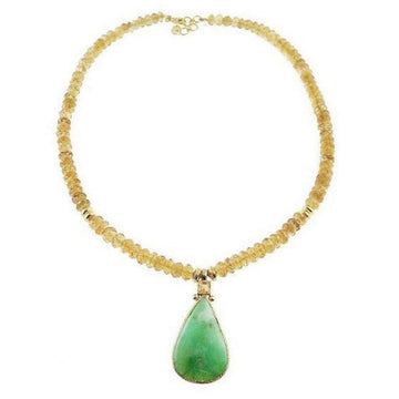 Citrine and Chrysoprase Necklace-Vasant-Swag Designer Jewelry
