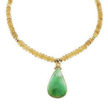 Citrine and Chrysoprase Necklace-Vasant-Swag Designer Jewelry