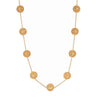 Gold Coin Demi Station Necklace featuring embossed coin charms.
