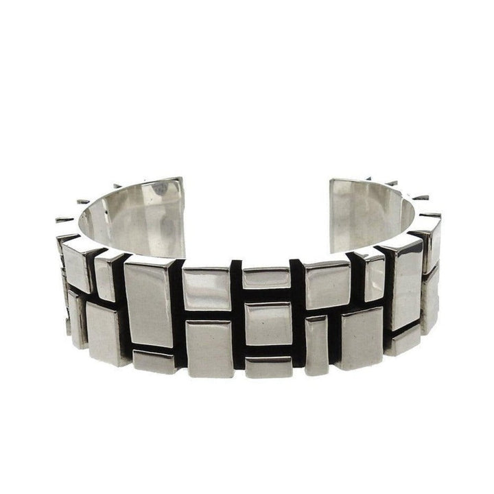 Contemporary Sterling Silver Cuff-Taxco Sterling-Swag Designer Jewelry