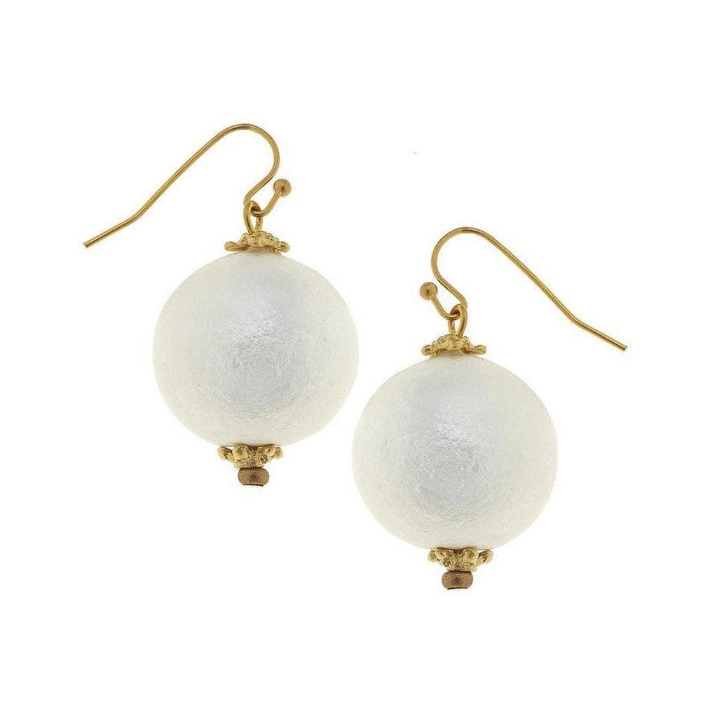 Cotton Pearl Dangle Earrings-Susan Shaw-Swag Designer Jewelry