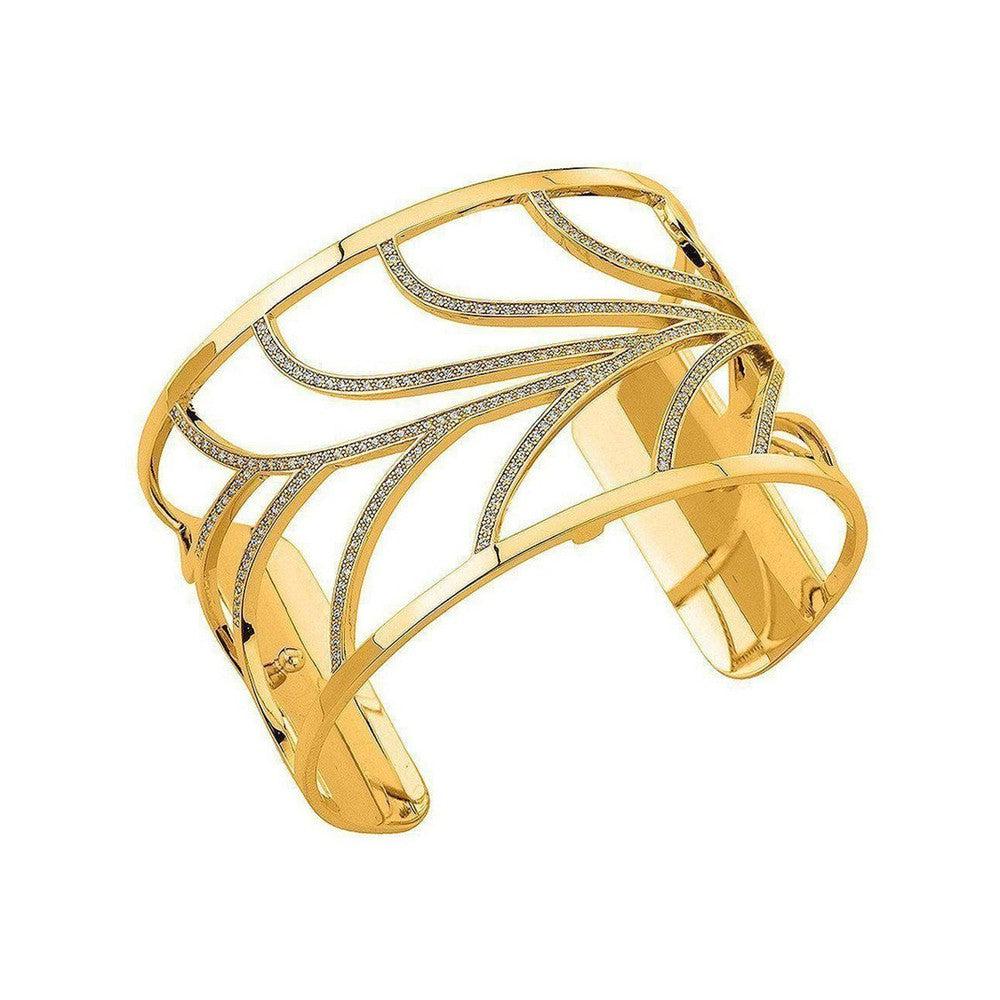 Gold Courbe Precious 40mm cuff bracelet with sparkling pave detail
