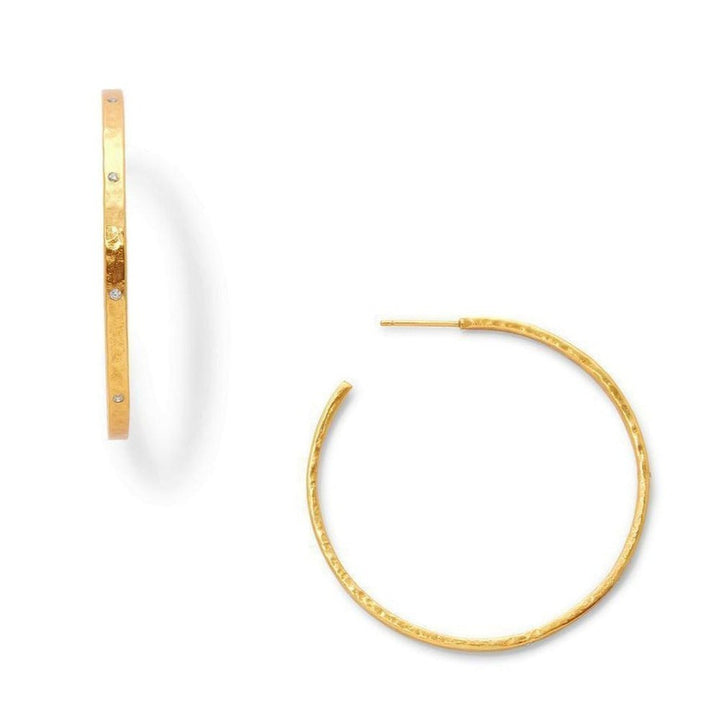 Crescent Stone Hoop Earrings-Julie Vos-Swag Designer Jewelry