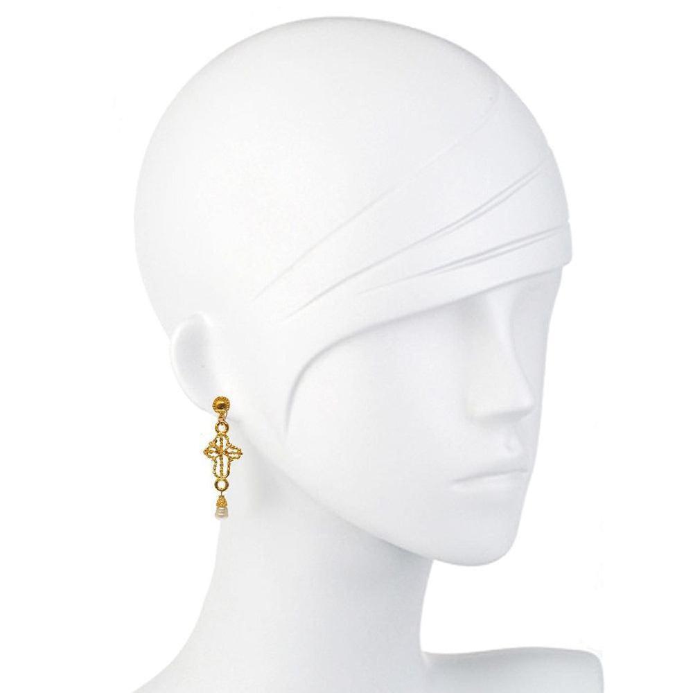 Cross Chandelier Dangle Earring-Susan Shaw-Swag Designer Jewelry