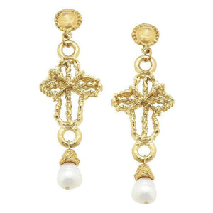 Cross Chandelier Dangle Earring-Susan Shaw-Swag Designer Jewelry