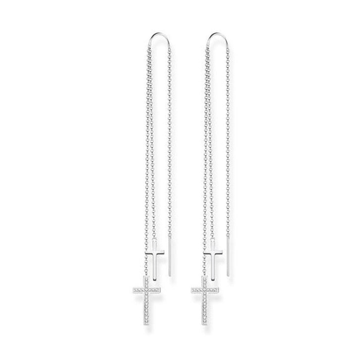 Cross Dangle Earrings-Thomas Sabo-Swag Designer Jewelry