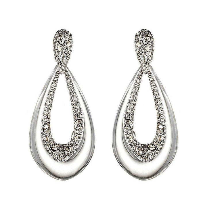 Crystal Deco Tear Drop Clip Earrings-Alexis Bittar-Swag Designer Jewelry