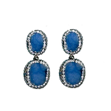 Crystal Drop Earrings in Lapis-Theia Jewelry-Swag Designer Jewelry