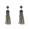 Crystal Labradorite Tassel Earrings with dark gray gemstone accents
