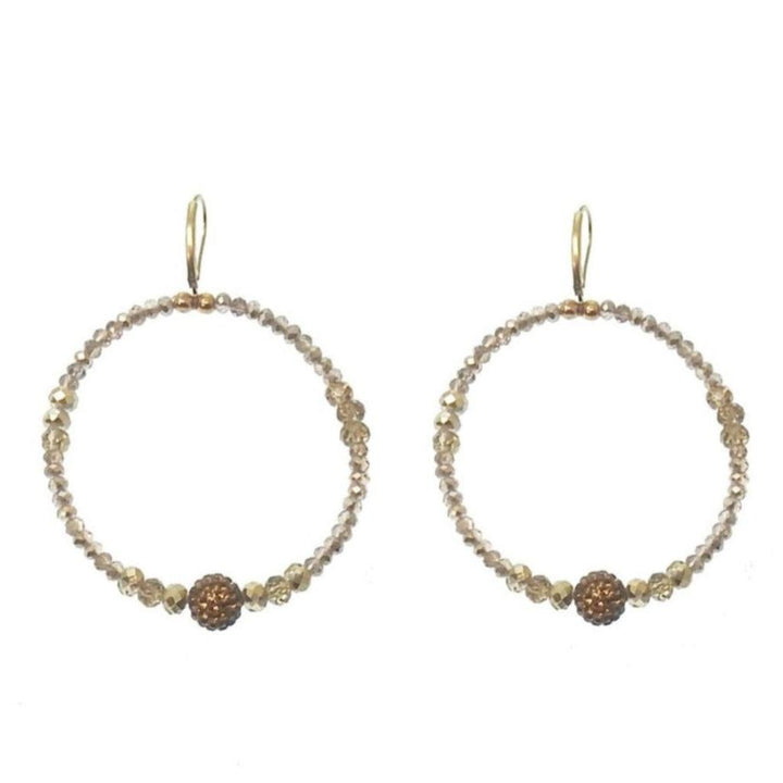 Champagne Daisy Hoop Earrings with bronze accents
