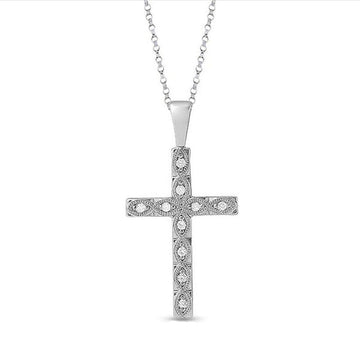 Diamond Cross necklace with intricate detailing and sparkling accents.
