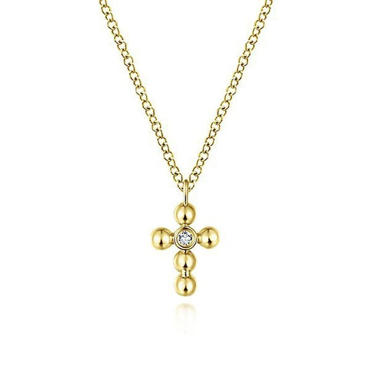 Diamond Cross set in Yellow Gold-Gabriel & Co-Swag Designer Jewelry