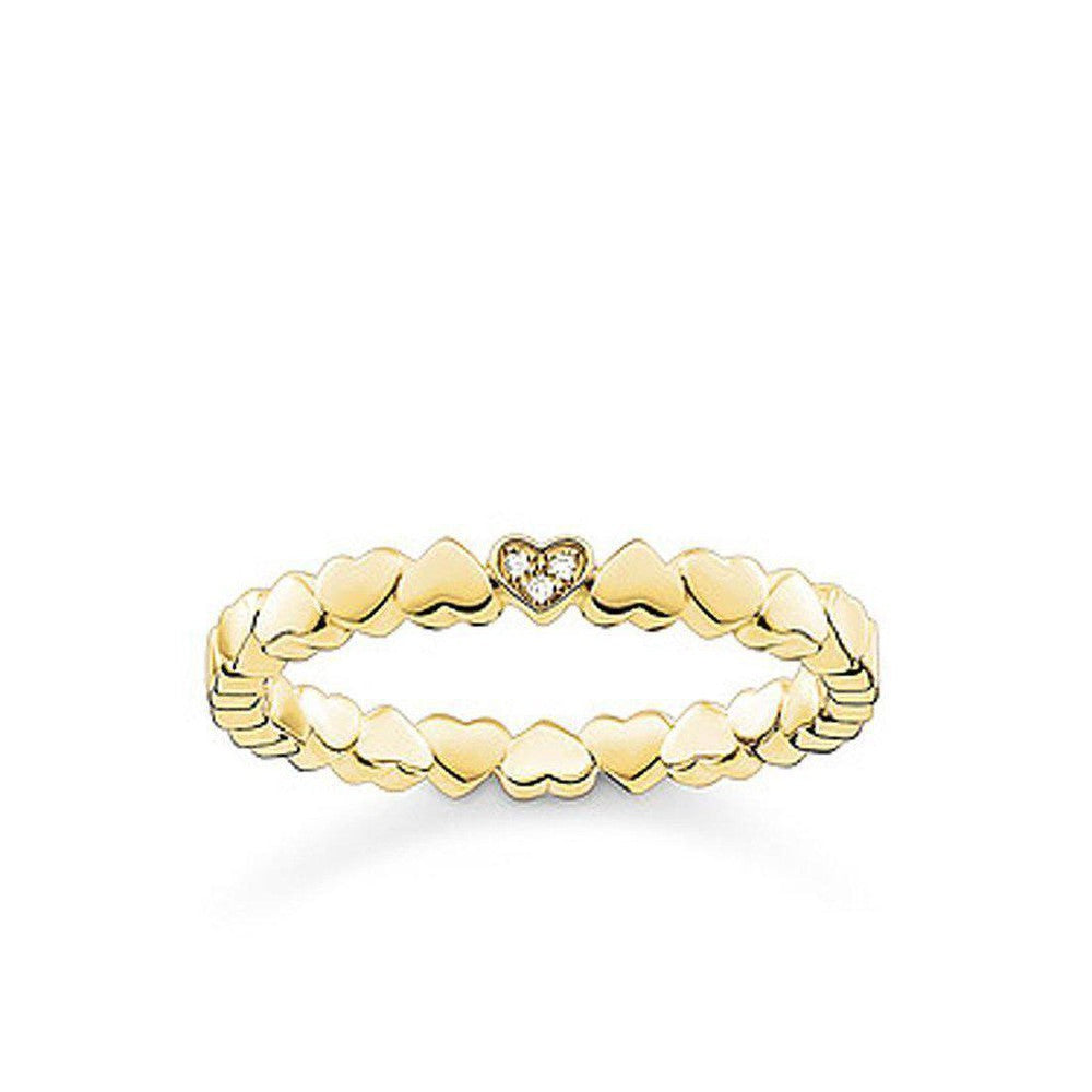 Diamond Hearts Band Yellow Gold-Thomas Sabo-Swag Designer Jewelry