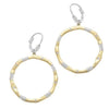 Gold and diamond hoop earrings with textured finish
