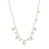 Diamond Stars necklace with yellow gold chain and sparkling diamond stars and beads.
