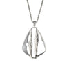 Divided Prism Pendant Framed Silver Necklace:  faceted silver pendant with chain, unique design.

