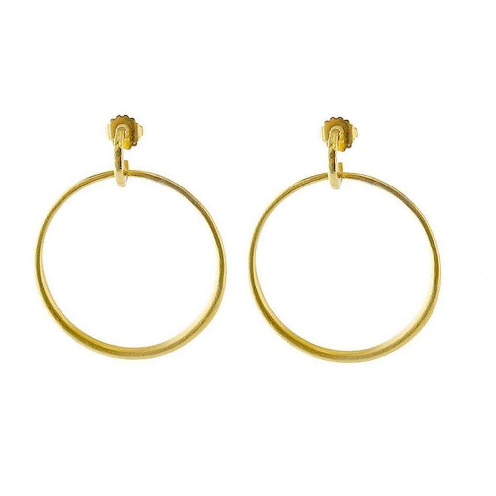 Gold drop hoop earrings
