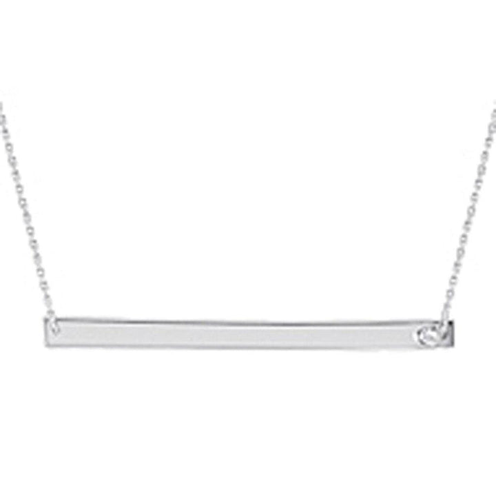 Engravable silver bar necklace with delicate chain, personalized jewelry
