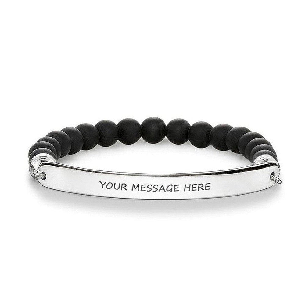 Engravable Bracelet Obsidian Beads-Thomas Sabo-Swag Designer Jewelry