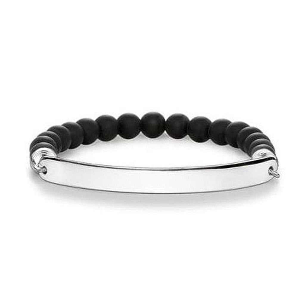 Engravable Bracelet Obsidian Beads-Thomas Sabo-Swag Designer Jewelry