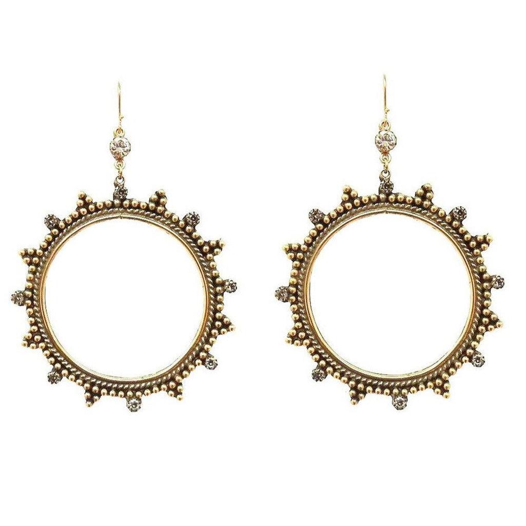 Esther hoop earrings: Gold-tone metal, embellished with sparkling crystals.
