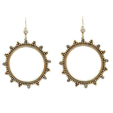 Esther hoop earrings: Gold-tone metal, embellished with sparkling crystals.
