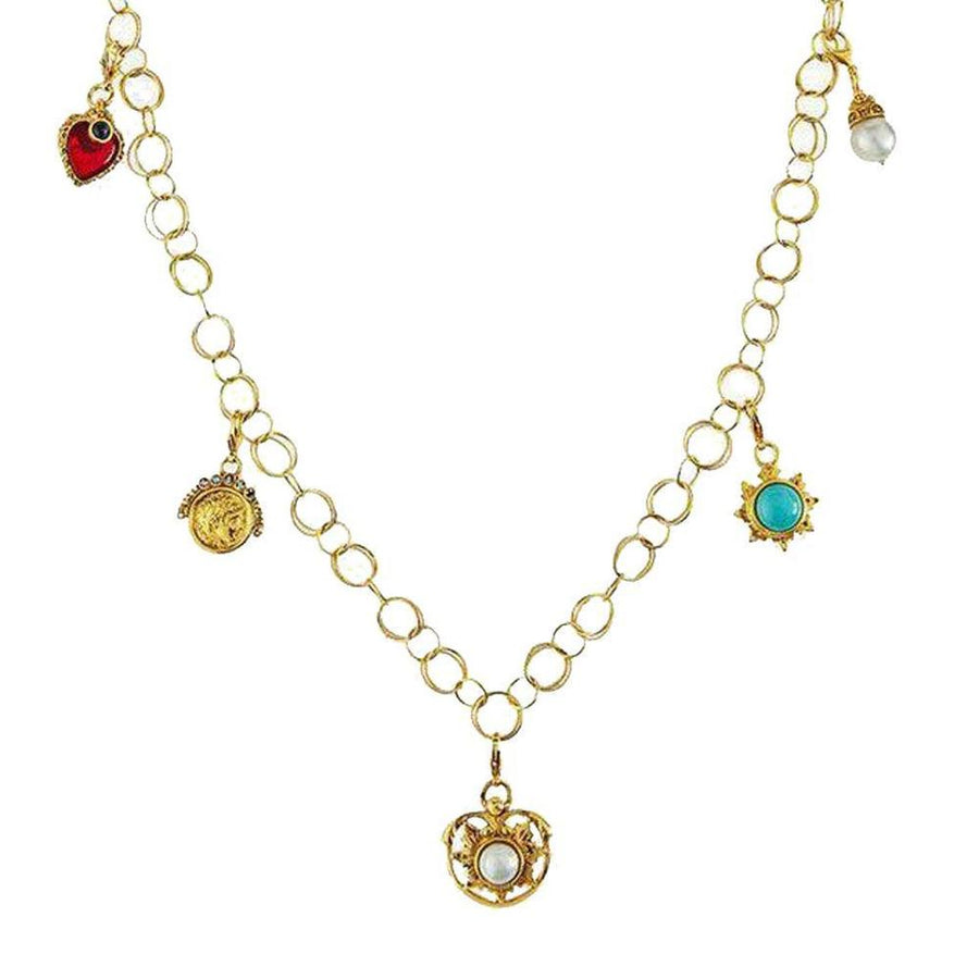 Five Multi Charm Link Necklace-Jose Maria Barrera-Swag Designer Jewelry