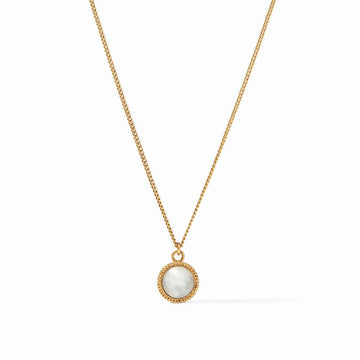 Gold Fleur de Lis solitaire necklace with round opal pendant
