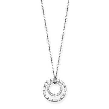 Forever Together necklace with interlocking circles, one set with diamonds, on a delicate chain.
