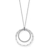 Forever Together diamond necklace, silver double circle pendant with "Forever Together" inscription.
