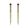 Long gold and silver fringe earrings with black crystal accents.
