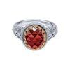Gabriel & Co. Garnet ring with sterling silver and 14k gold setting
