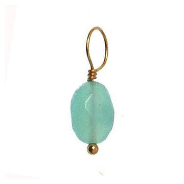 Aqua gemstone pendant, gold wire accent

