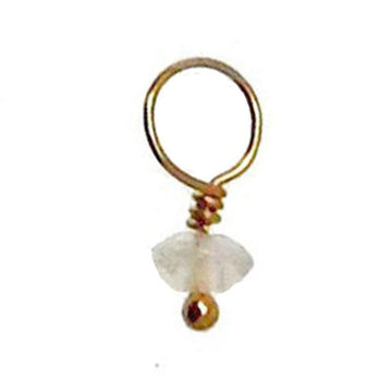 Gold wire charm with translucent gemstone and gold bead
