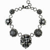 Black & white checkerboard statement necklace with crystal accents
