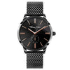 Glam Spirit watch, Thomas Sabo, black dial with rose gold hands, black metal mesh band.
